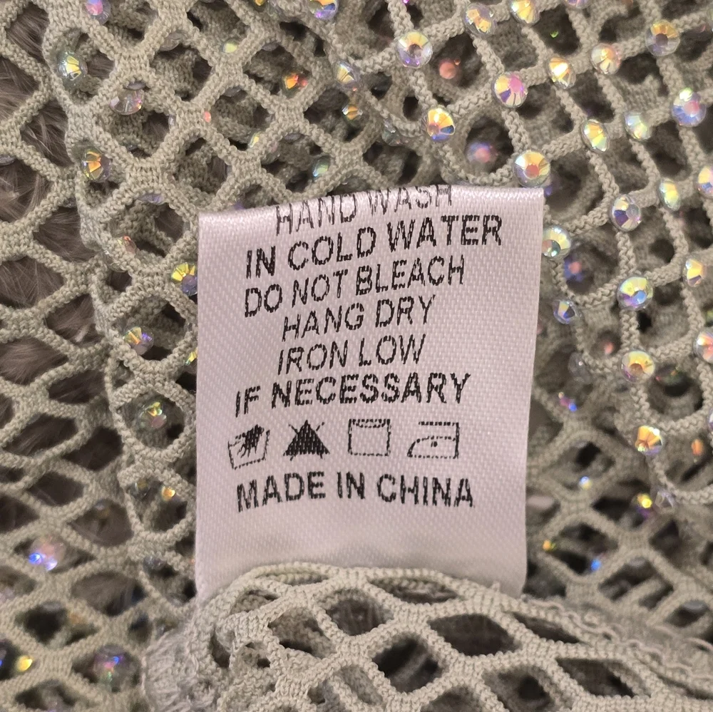 Sheer Mesh Long Sleeve Top with Fur Cuffs - Picture 6 of 7